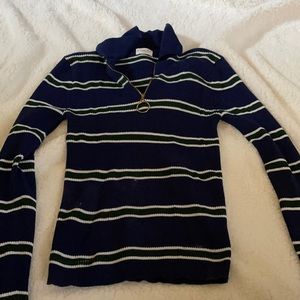 Collared Striped Blue Long Sleeve